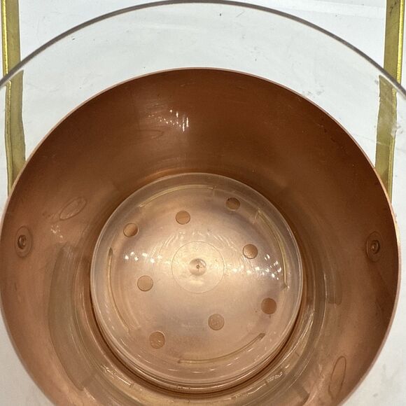 Copper Glass Ice Cube Container Ice Bucket with Pliers Vintage 1960s - 1970s - Picture 6 of 9